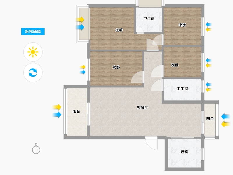 湖北省-黄石市-天行御景名门-100.80-户型库-采光通风