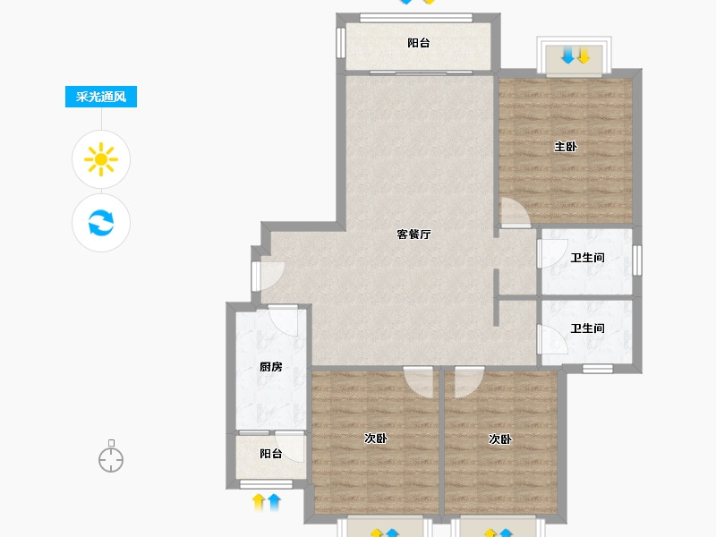 陕西省-西安市-浐灞半岛A5紫陌佳域-109.60-户型库-采光通风