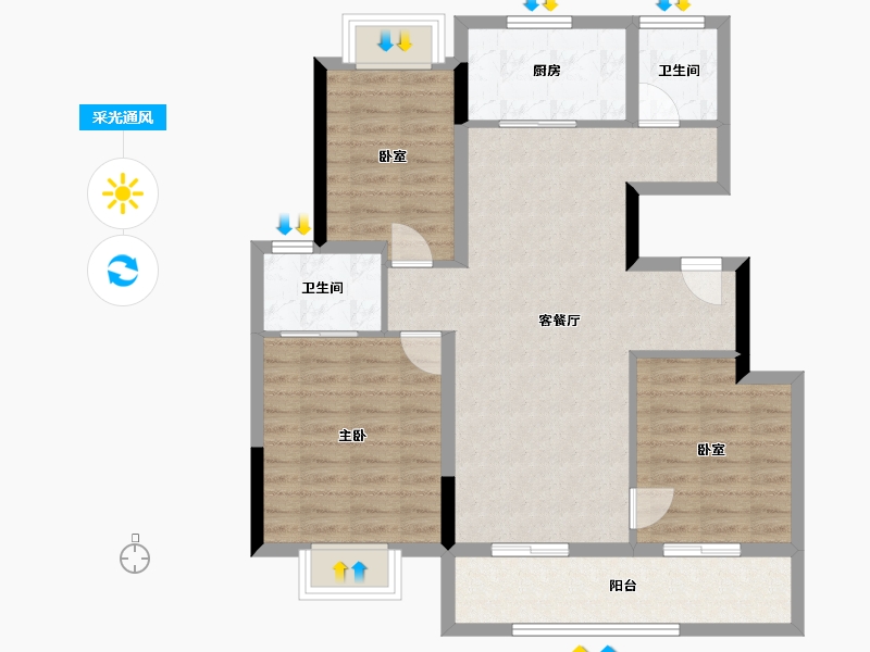 江苏省-苏州市-蔚然锦绣-88.00-户型库-采光通风