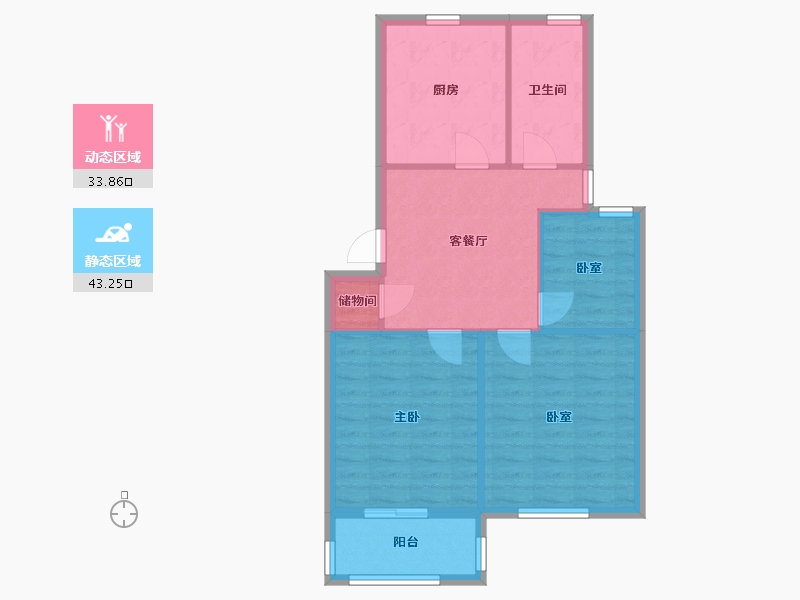 江苏省-盐城市-八菱花园-69.76-户型库-动静分区