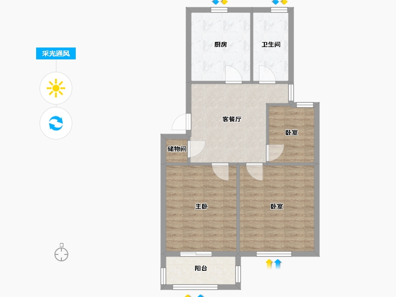 江苏省-盐城市-八菱花园-69.76-户型库-采光通风