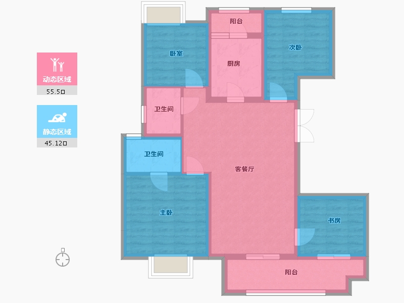 云南省-思茅市-金科碧桂园珑樾府-89.31-户型库-动静分区