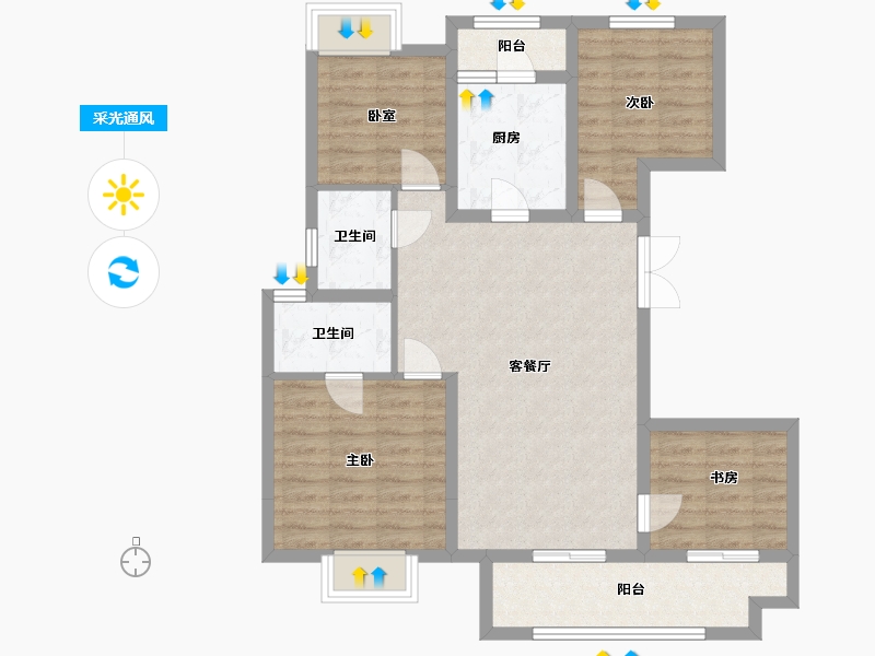 云南省-思茅市-金科碧桂园珑樾府-89.31-户型库-采光通风