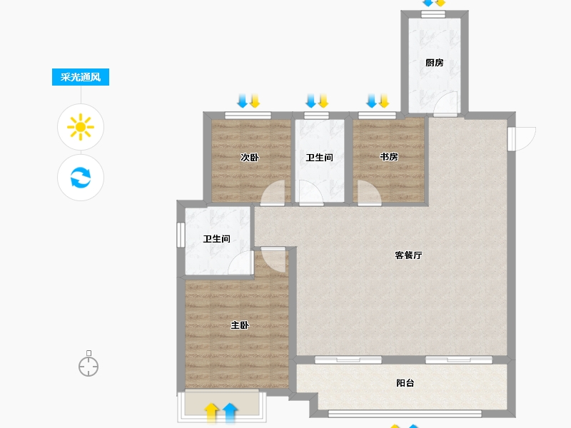 安徽省-滁州市-桃李春风文风苑-93.60-户型库-采光通风