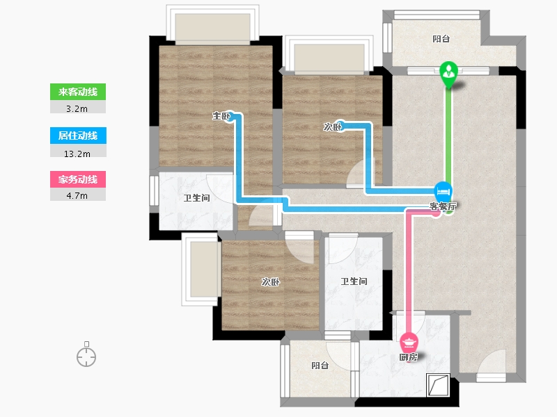 重庆-重庆市-南光公园悦湖-80.00-户型库-动静线