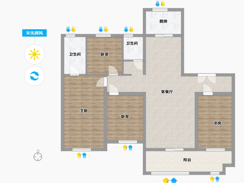 山东省-临沂市-东方华府-124.00-户型库-采光通风