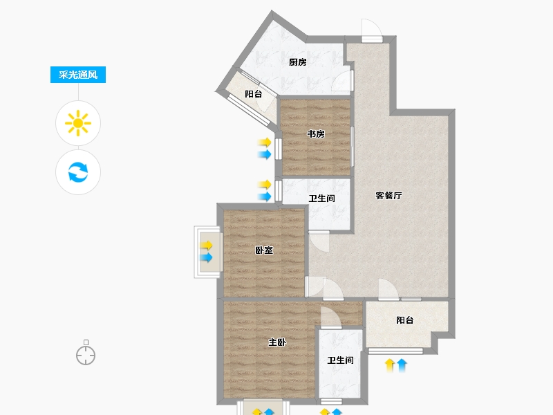 湖北省-武汉市-城投瀚城璞岸-88.00-户型库-采光通风