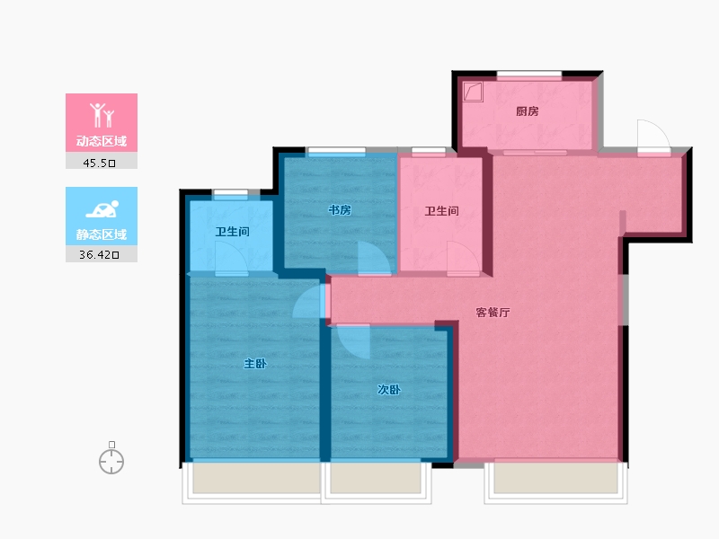 新疆维吾尔自治区-乌鲁木齐市-慧谷雅居-94.40-户型库-动静分区