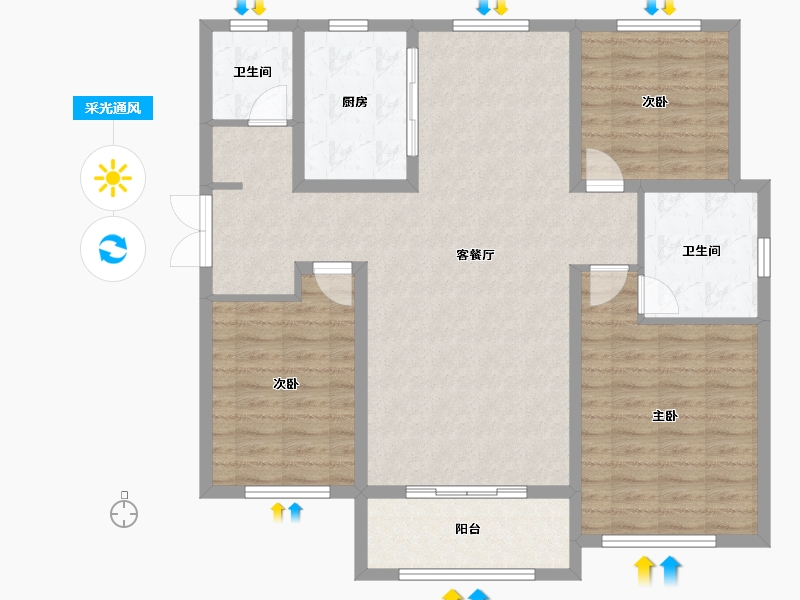 山东省-枣庄市-祥云奥体花园三期-109.60-户型库-采光通风