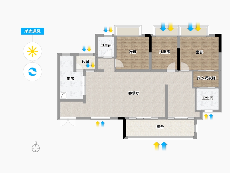 贵州省-贵阳市-双龙御景新城-111.20-户型库-采光通风