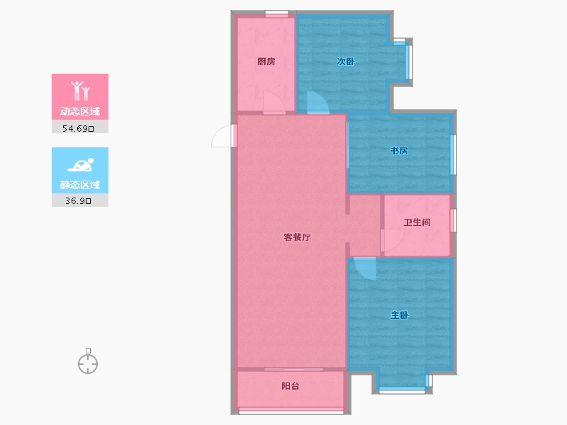 江苏省-南京市-北外滩水城第十八街区-93.43-户型库-动静分区