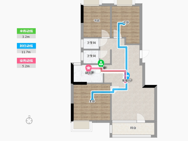 湖北省-武汉市-惠风同庆花园蜜糖镇-72.18-户型库-动静线