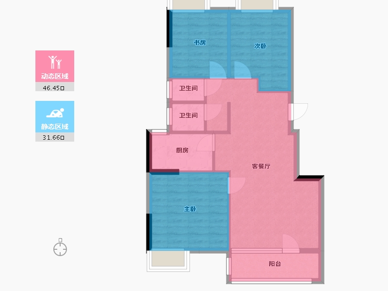 湖北省-武汉市-惠风同庆花园蜜糖镇-72.18-户型库-动静分区