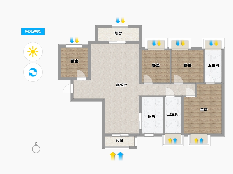 广东省-江门市-五邑碧桂园-100.00-户型库-采光通风