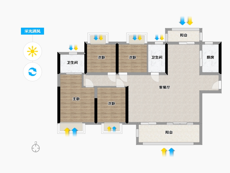 江西省-赣州市-九里蓝湾上善若水-128.00-户型库-采光通风