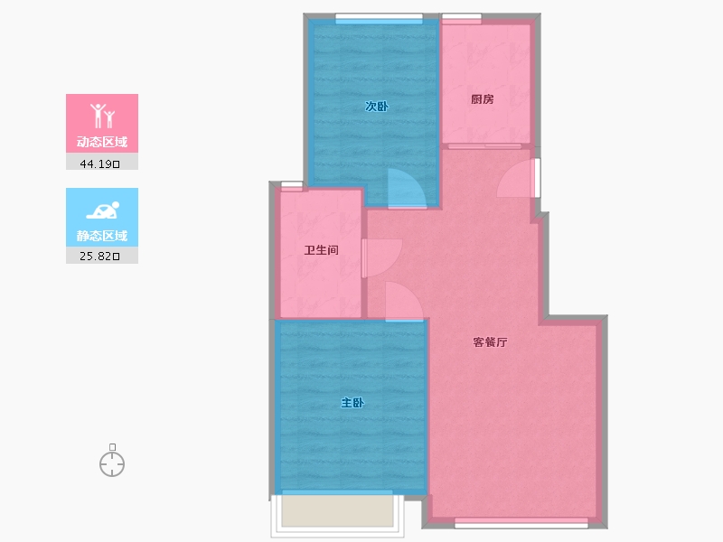 北京-北京市-富华里-64.00-户型库-动静分区