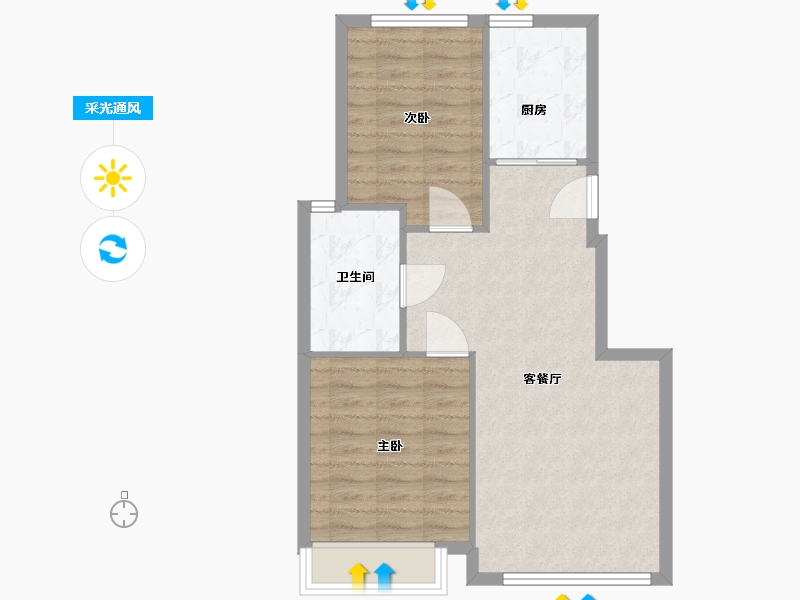 北京-北京市-富华里-64.00-户型库-采光通风