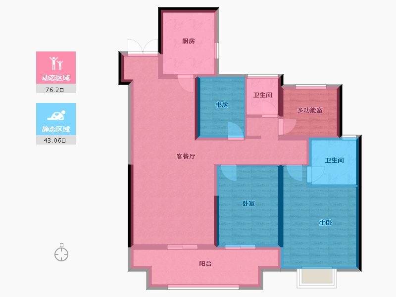 江苏省-泰州市-吾悦和府-106.00-户型库-动静分区