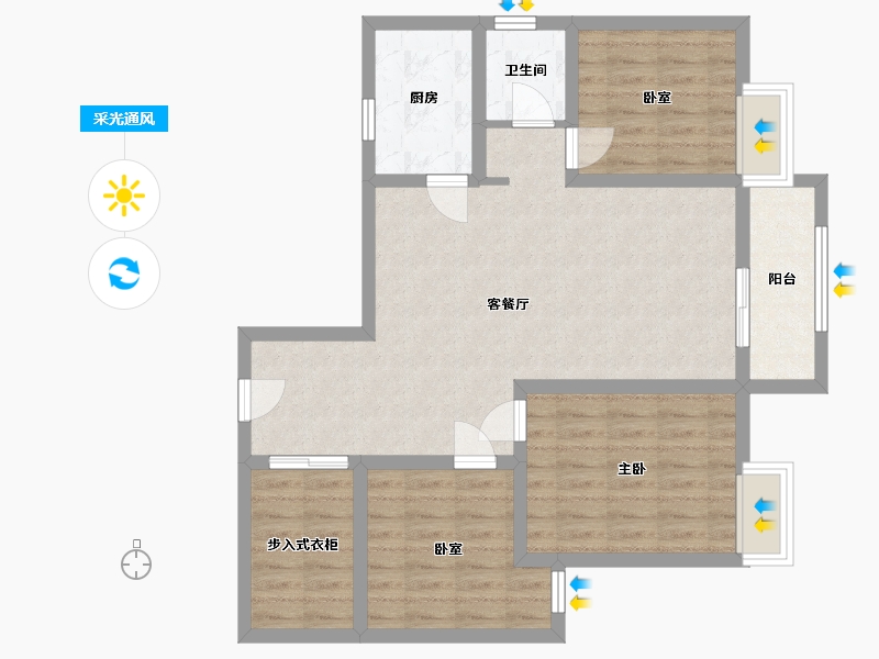 山西省-临汾市-金泽佳苑-96.80-户型库-采光通风