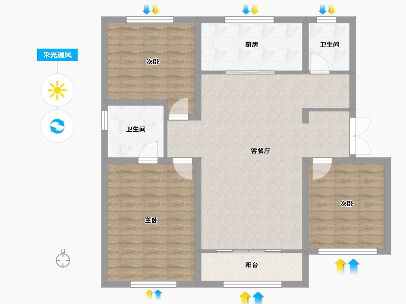 河北省-保定市-晨阳小镇-99.90-户型库-采光通风