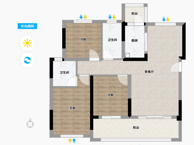 四川省-广安市-阳光翡翠学府-80.00-户型库-采光通风