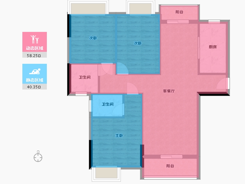 湖北省-荆门市-钟祥银湖城-103.65-户型库-动静分区