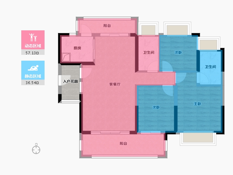 广东省-江门市-锦江国际新城-84.80-户型库-动静分区