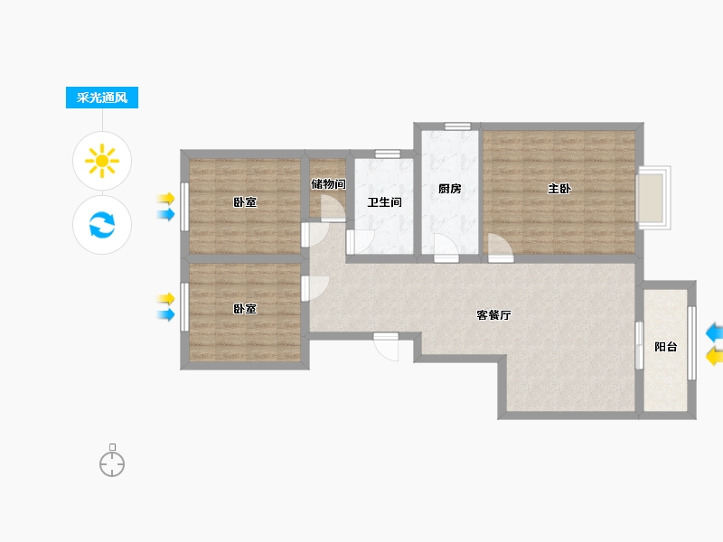 河北省-唐山市-未来城-97.00-户型库-采光通风