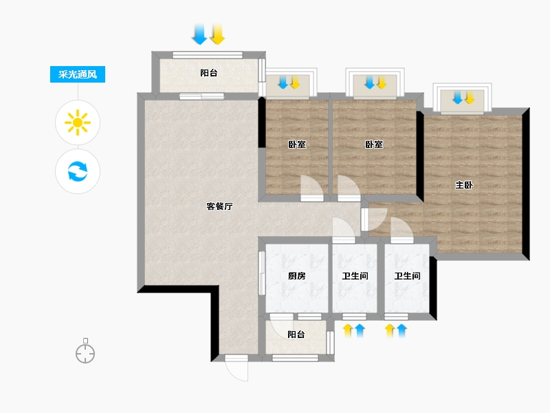 广东省-广州市-中海康城花园-92.04-户型库-采光通风