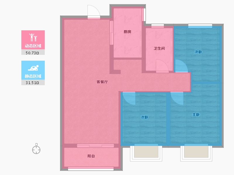 山西省-太原市-保利西湖林语-87.20-户型库-动静分区