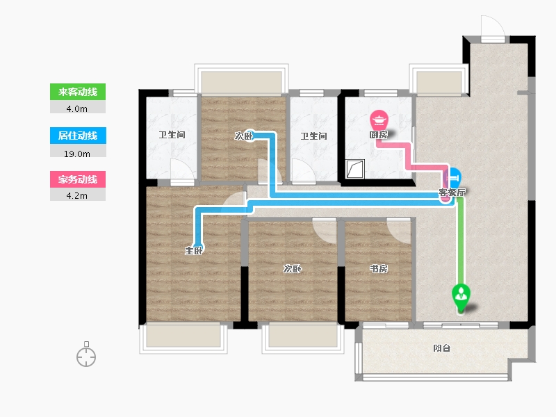 湖南省-衡阳市-美的金科檀樾-103.80-户型库-动静线