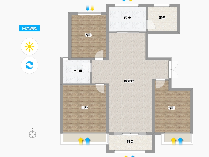 山东省-济宁市-京投馨和苑-104.00-户型库-采光通风