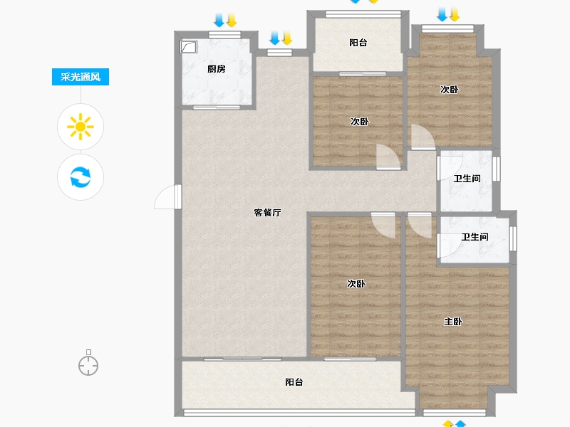 福建省-福州市-中联名城二期-117.38-户型库-采光通风