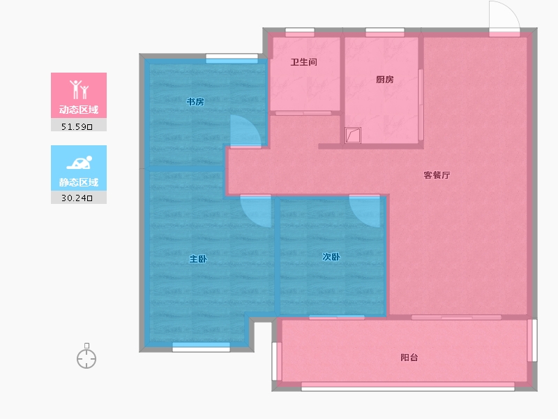 江苏省-苏州市-翡翠星辰花园-74.83-户型库-动静分区