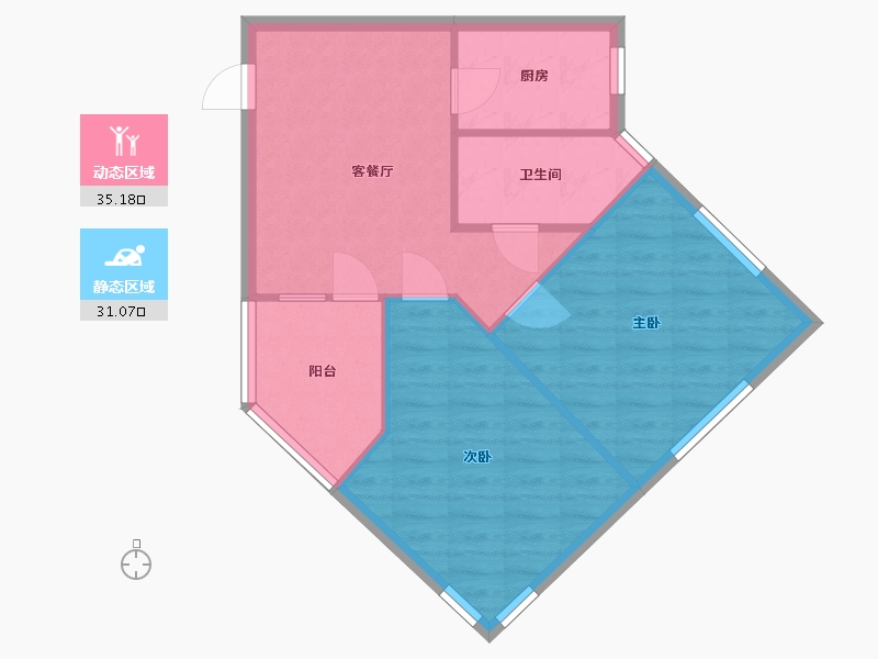 浙江省-杭州市-三里亭苑-二区-59.30-户型库-动静分区