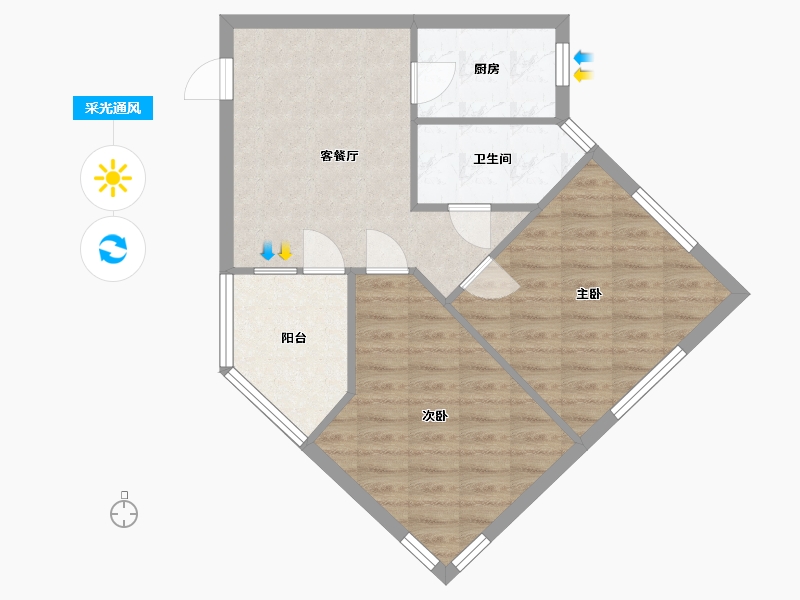 浙江省-杭州市-三里亭苑-二区-59.30-户型库-采光通风