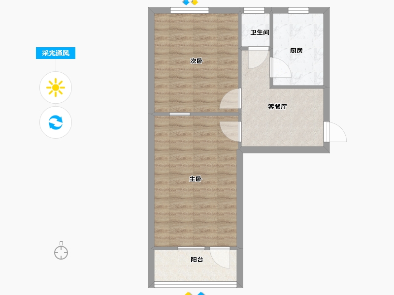 河南省-郑州市-伏牛路185号院-53.00-户型库-采光通风