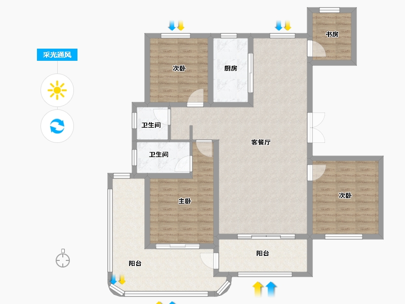 河南省-商丘市-港宁迎宾府-114.40-户型库-采光通风