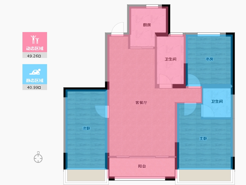 辽宁省-锦州市-书香庭院-91.20-户型库-动静分区