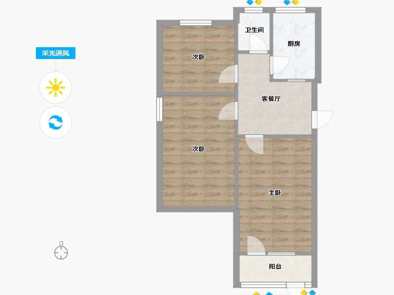 山东省-青岛市-海滨花园-73.00-户型库-采光通风