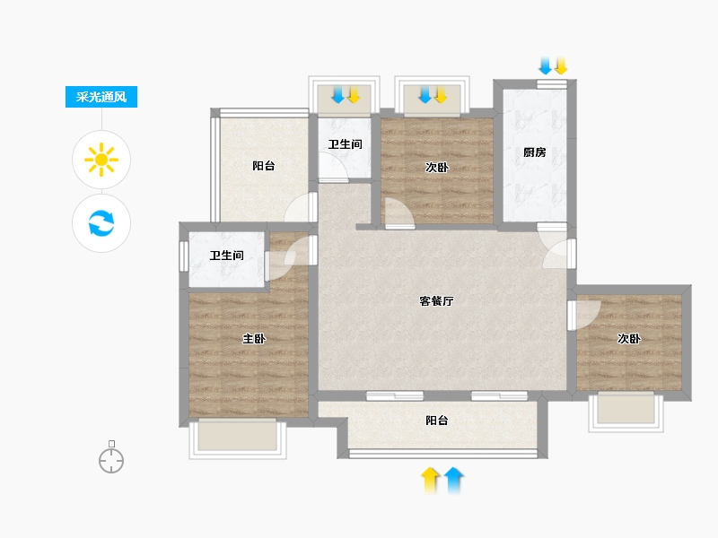 四川省-攀枝花市-铜锣湾FIC-85.60-户型库-采光通风