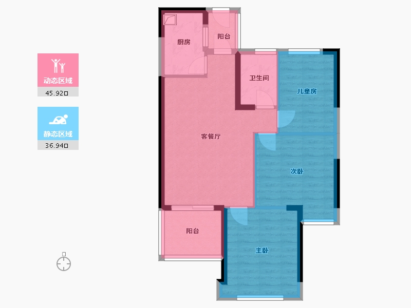 福建省-福州市-碧桂园十里江湾-74.00-户型库-动静分区