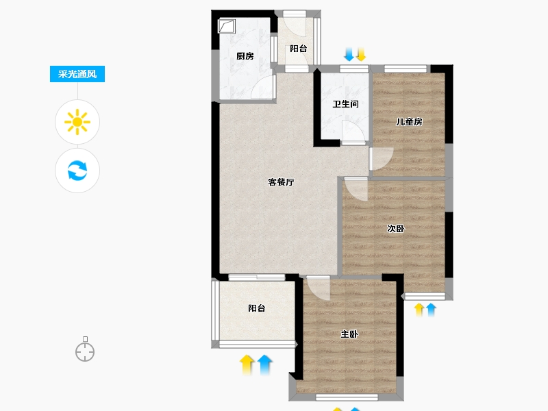 福建省-福州市-碧桂园十里江湾-74.00-户型库-采光通风