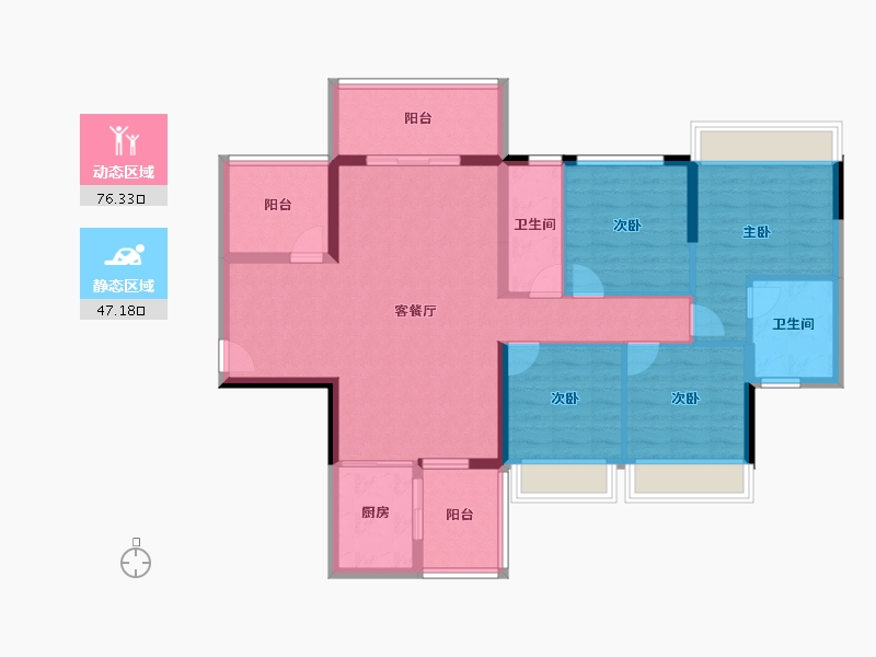 广东省-肇庆市-山水云天·康桥-110.84-户型库-动静分区