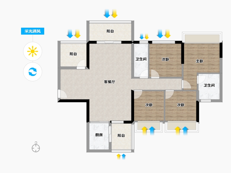 广东省-肇庆市-山水云天·康桥-110.84-户型库-采光通风