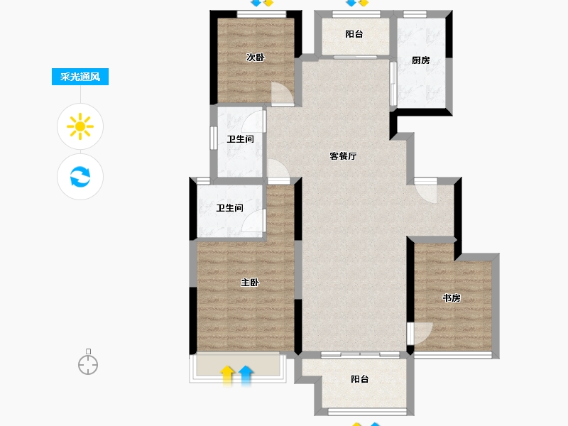 河南省-新乡市-金域华庭-101.00-户型库-采光通风