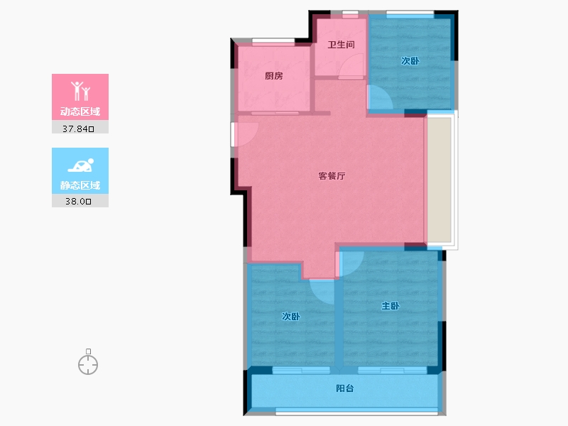 陕西省-西安市-华润置地港悦城-68.04-户型库-动静分区