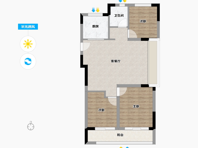 陕西省-西安市-华润置地港悦城-68.04-户型库-采光通风