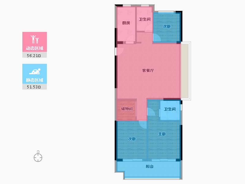 江苏省-镇江市-碧桂园凤凰城-97.99-户型库-动静分区