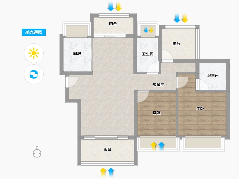 广东省-江门市-江门碧桂园凤凰城-76.95-户型库-采光通风